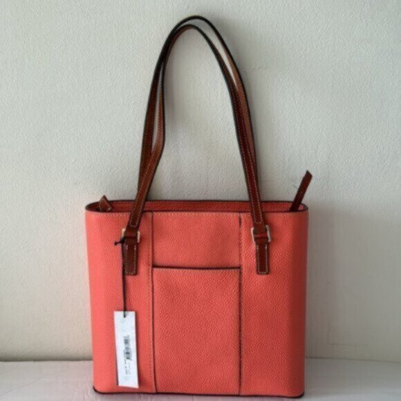 Dooney & Bourke Leather Small Lexington Pebbled Grain Shoulder Handbag Coral - Picture 9 of 13